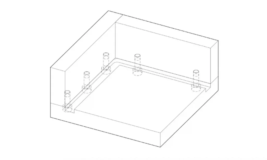 ChatGPT đã nói:Một bộ định vị góc điển hình được gia công và lắp ráp, gồm ba tấm kim loại bắt bu-lông với nhau, tạo ra nhiều khe hở hơn nơi phoi có thể bị kẹt lại.